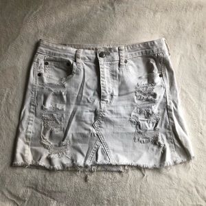 American Eagle White Jean Mini Skirt
